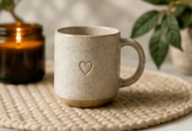 Ceramic mug in a styled scene